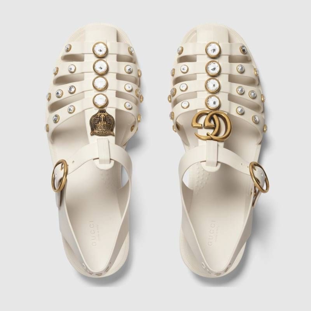 ISO authentic white gucci rubber crystal sandals